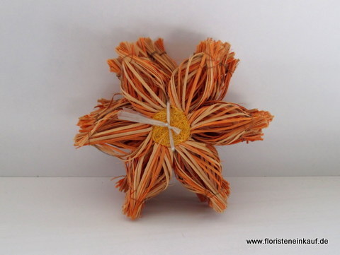 Rattansplit-Blume, 20 cm, 2 farbig orange, 8 Stck