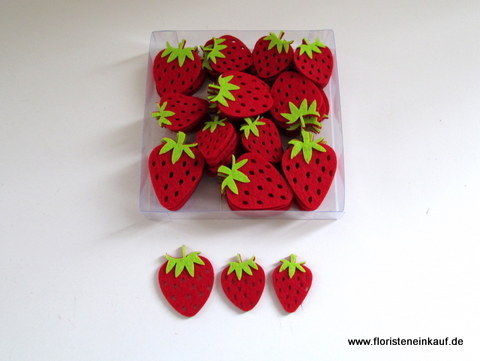 Filz-Erdbeere, 3-fach, 72 Stück, 5+4+3cm, rot