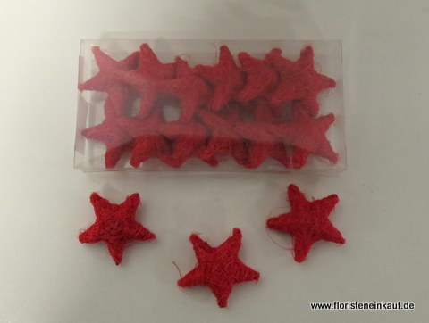 Sisal-Sterne 5cm, 12 Stück, rot