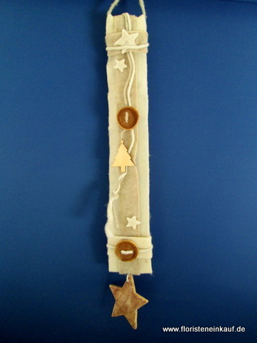 Filz-Tür-Wandhänger Stern, 2 St., 67x11x0,4cm, creme