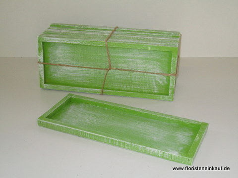 Holz-Tablett grün gewaschen, 10 x 25 cm, 6 Stck.
