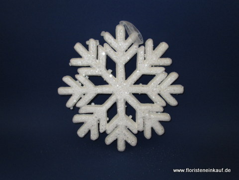 Schneeflocke zum Hängen, 25cm, weiß-glitzer