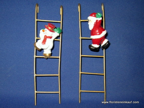 Weihnachtsmann oder Schneemann auf Metall-Leiter, 1 Stck., H ca. 16,5 cm