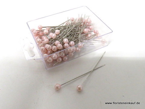 Perlenkopf-Dekonadeln, 6x65 mm, 100 Stück, rosa
