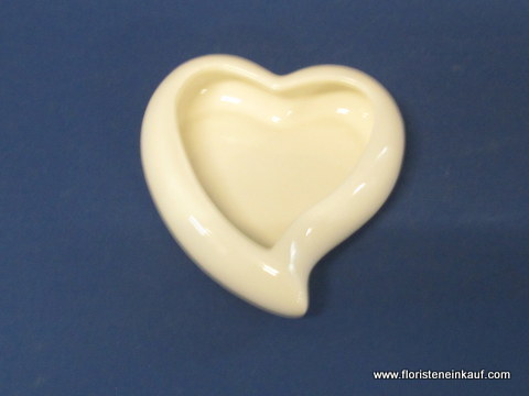 Herzschale Porzellan, ca 14 cm, H 4 cm, weiß