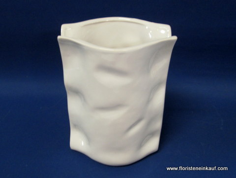 Porzellan Vase, weiß, H 20 cm, B 14,5 cm, T 11 cm