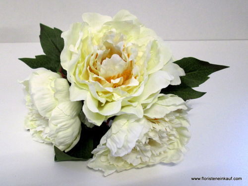 Pfingstrosenbouquet, cream, 3 Blüten, 26 cm