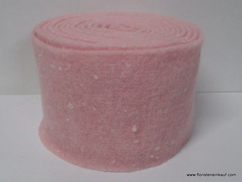 Topfband/Filzband Confeti, Wolle, rosa-weiß, B 15 cm, L 5 m