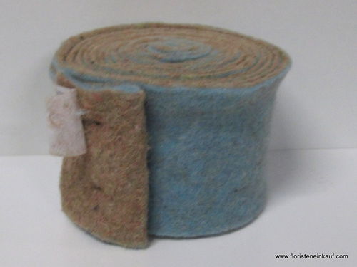 Topfband/Filzband Vintage, Wolle/Jute, braun-hellblau, B 15 cm, L 5 m