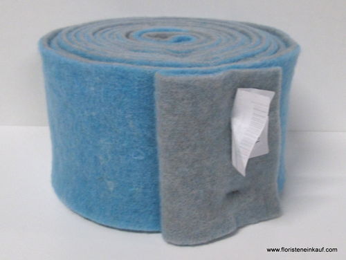 Topfband/Filzband zweifarbig, Wolle, grau-blau, B 13 cm, L 5 m
