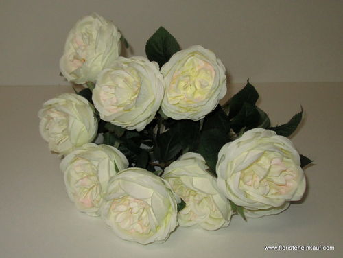 Roßenstrauß mit 9 Blütenk., 45 cm, cream