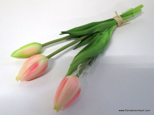 Tulpenbund, Kunststoff, 24 cm, rose, 3 Stck.