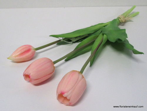 Tulpenbund, Kunststoff, 39 cm, rose, 3 Stck.