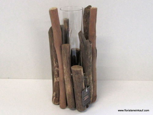 Kerzenhalter aus Kastanienholz, 12 x 12 x 26 cm