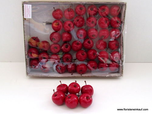 Mini-Äpfel am Draht, 3,5 cm, 48 Stck., rot