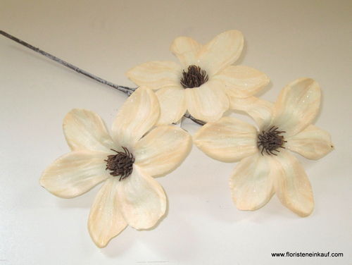 Magnolie mit Eis beglittert, 45 cm, cream