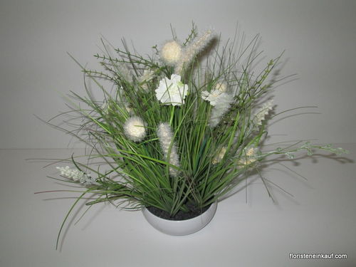 Wiesenblumen in Schale, 40 cm ,cream
