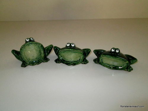 Keramik-Deko-Frosch, 3-fach sort., H 5,5 cm