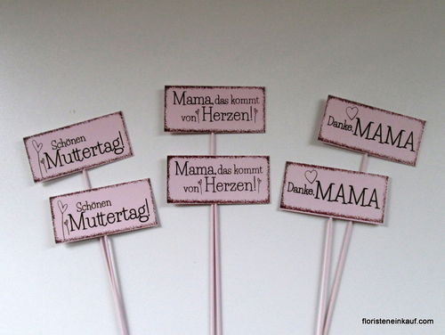 Stecker Muttertag, Mama, metall,  6 Stück, rosa