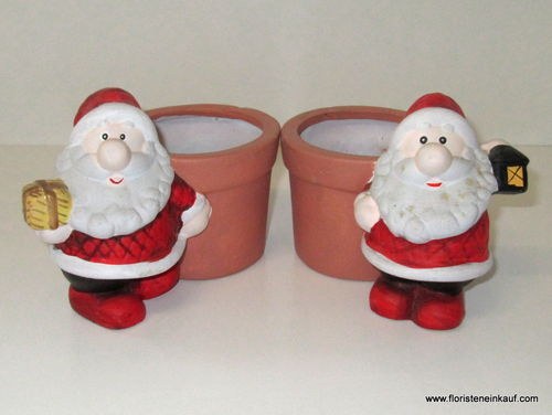 Übertopf Weihnachtsmann, Keramik, 2 Stck.