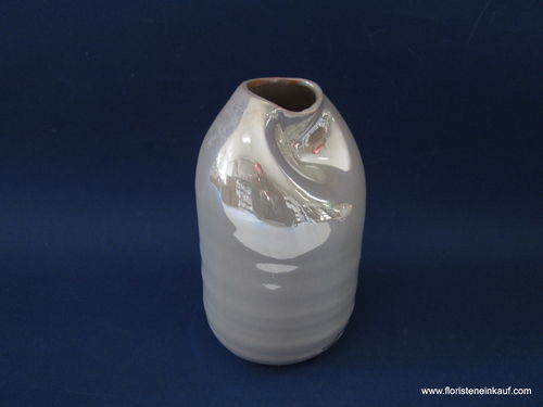 Keramikvase, perlmutt, H=15,5cm